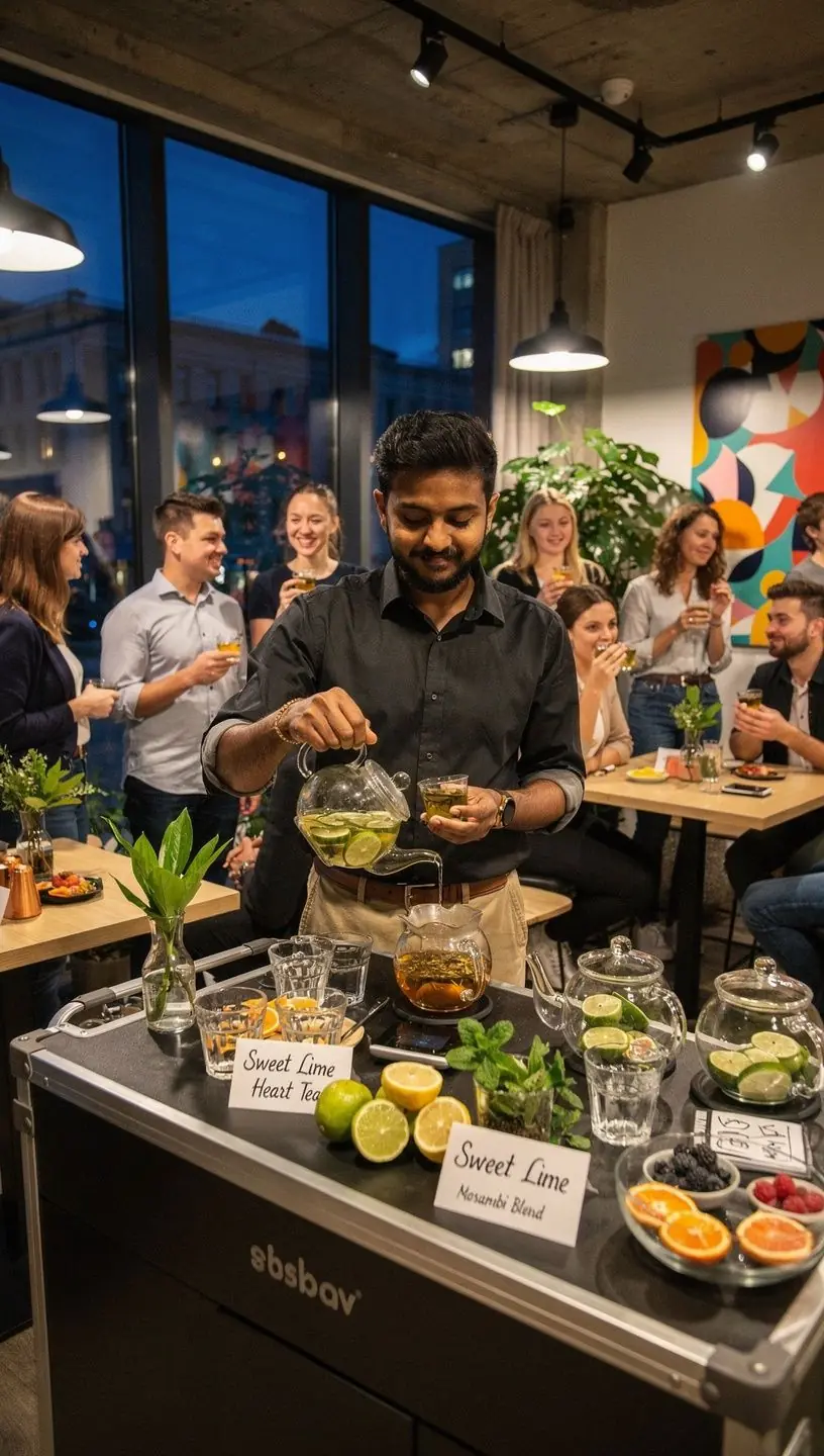 Saldžios kalkės širdies arbatos puodelis su šviežiomis citrinomis.