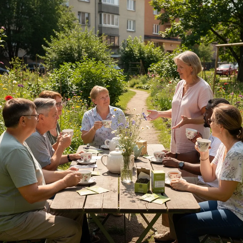 Indiškos kultūros simboliai, pabrėžiantys arbatos tradicijas ir naudą širdžiai.