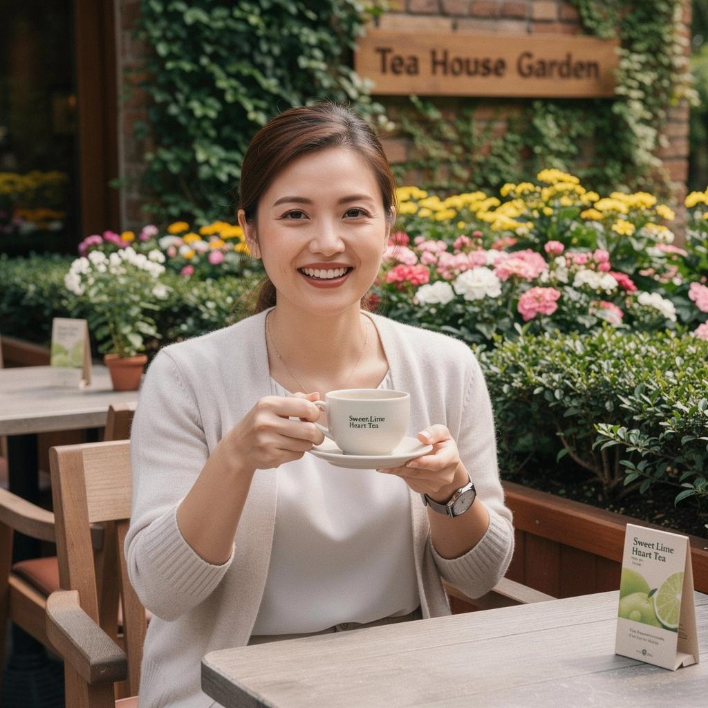 Saldžios kalkės arbatos pakelis su gražiu dizainu.